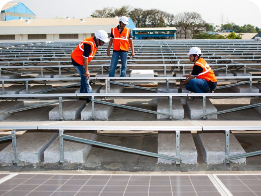 Rooftop view of mounting solar