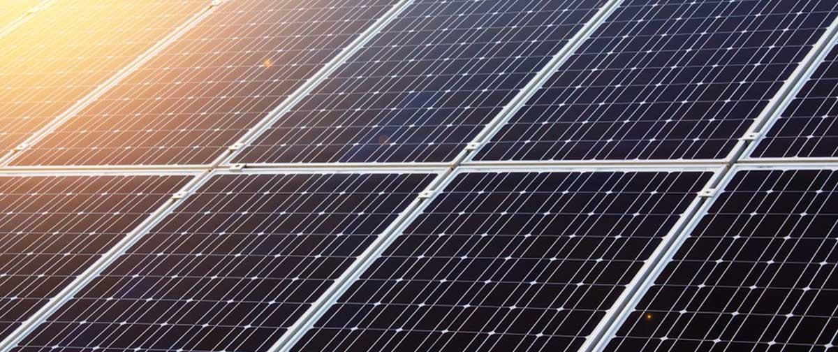 A close-up view of solar panels capturing sunlight for renewable power generation.
