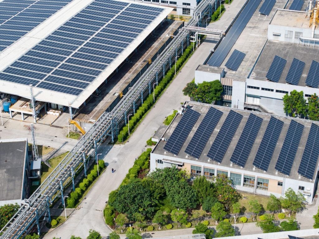 On-site solar system reducing carbon emissions and improving energy efficiency for sustainable business operations