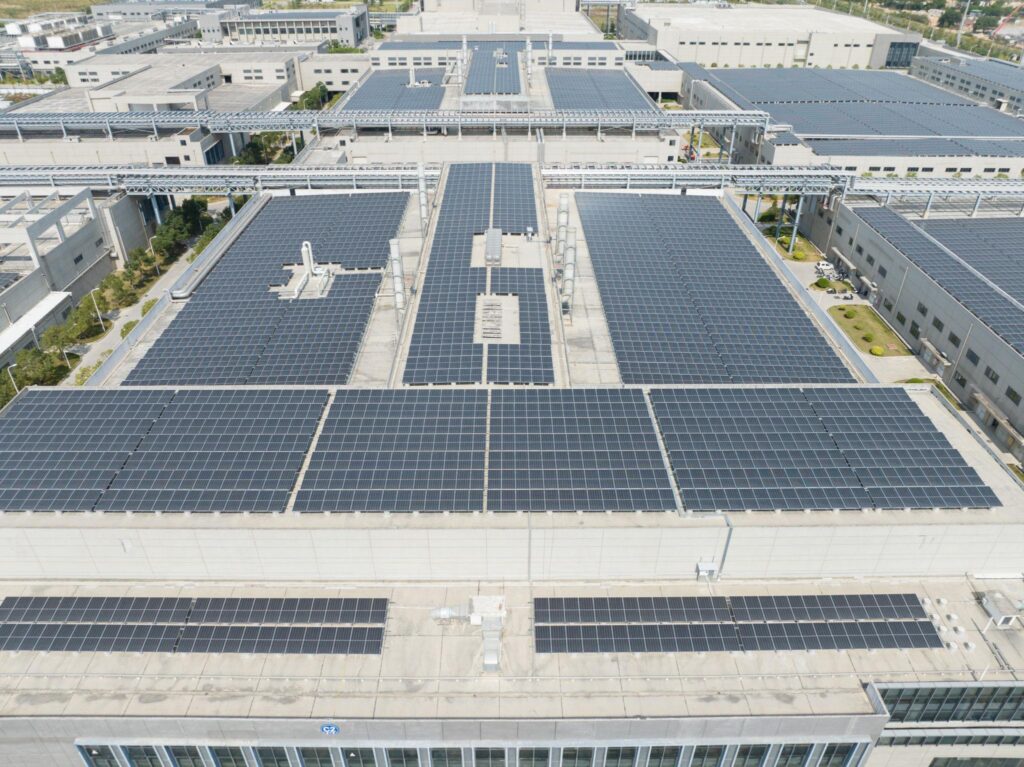 Solar grid connection system with transformers, inverters, and cabling ensuring efficient power distribution and net metering setup