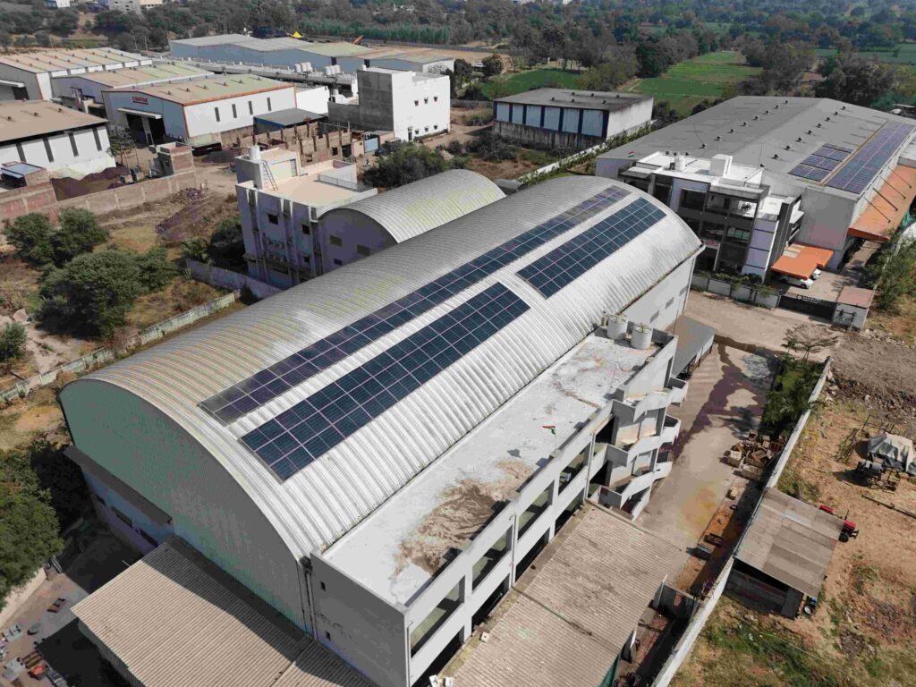 Commercial energy storage system with solar panels providing peak shaving, backup power, and cost savings for C&I businesses