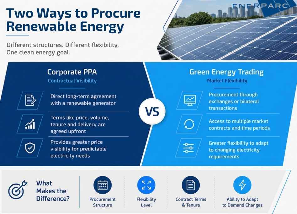 Corporate PPA and green energy trading for renewable power procurement