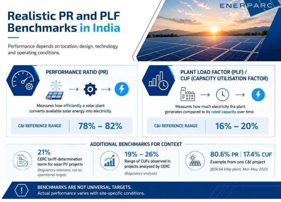 Solar Performance Ratio and PLF benchmarks for C&I projects in India