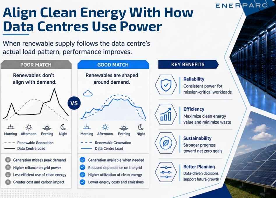Renewable capacity matched to data centre electricity load profile